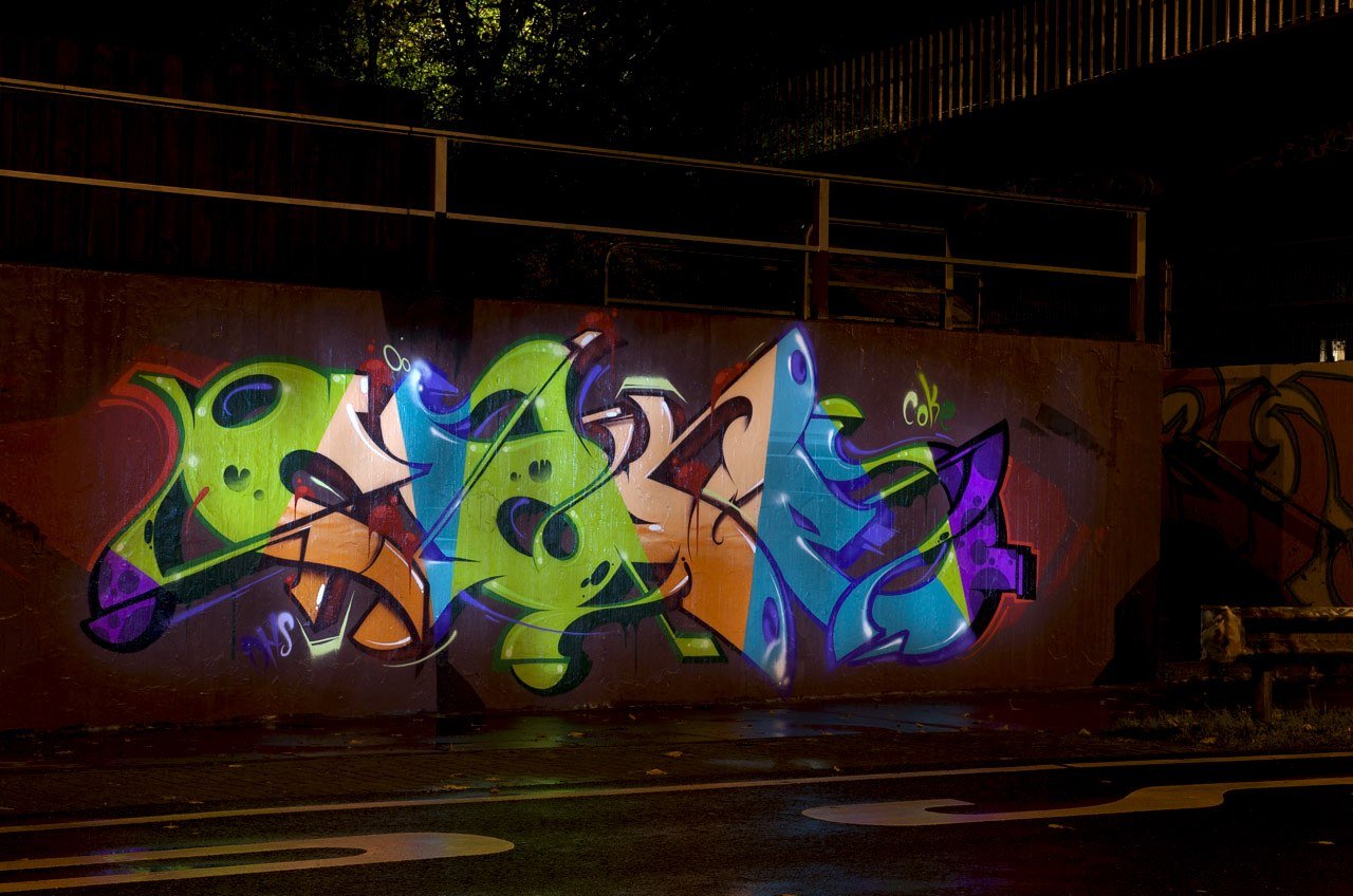Graffiti Wall in Monheim am Rhein - Photo by Jupiter - Coke, Cops-DHSession, Hall-of-Fame (2014)
