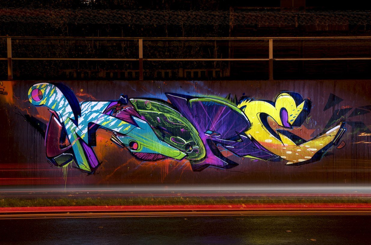 Graffiti Wall in Monheim am Rhein - Photo by Jupiter - More, Cops-DHSession, Hall-of-Fame (2014)