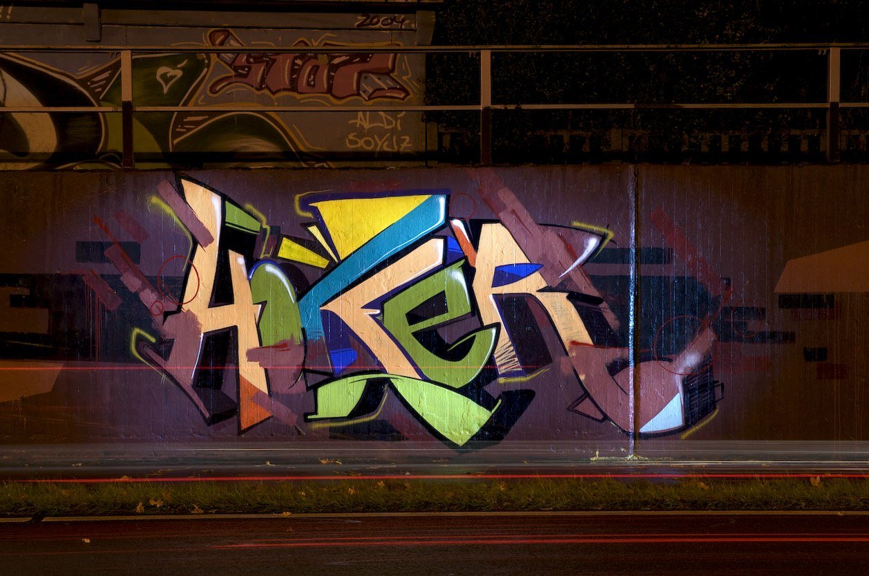 Graffiti Wall in Monheim am Rhein - Photo by Jupiter - Hoker, Cops-DHSession, Hall-of-Fame (2014)