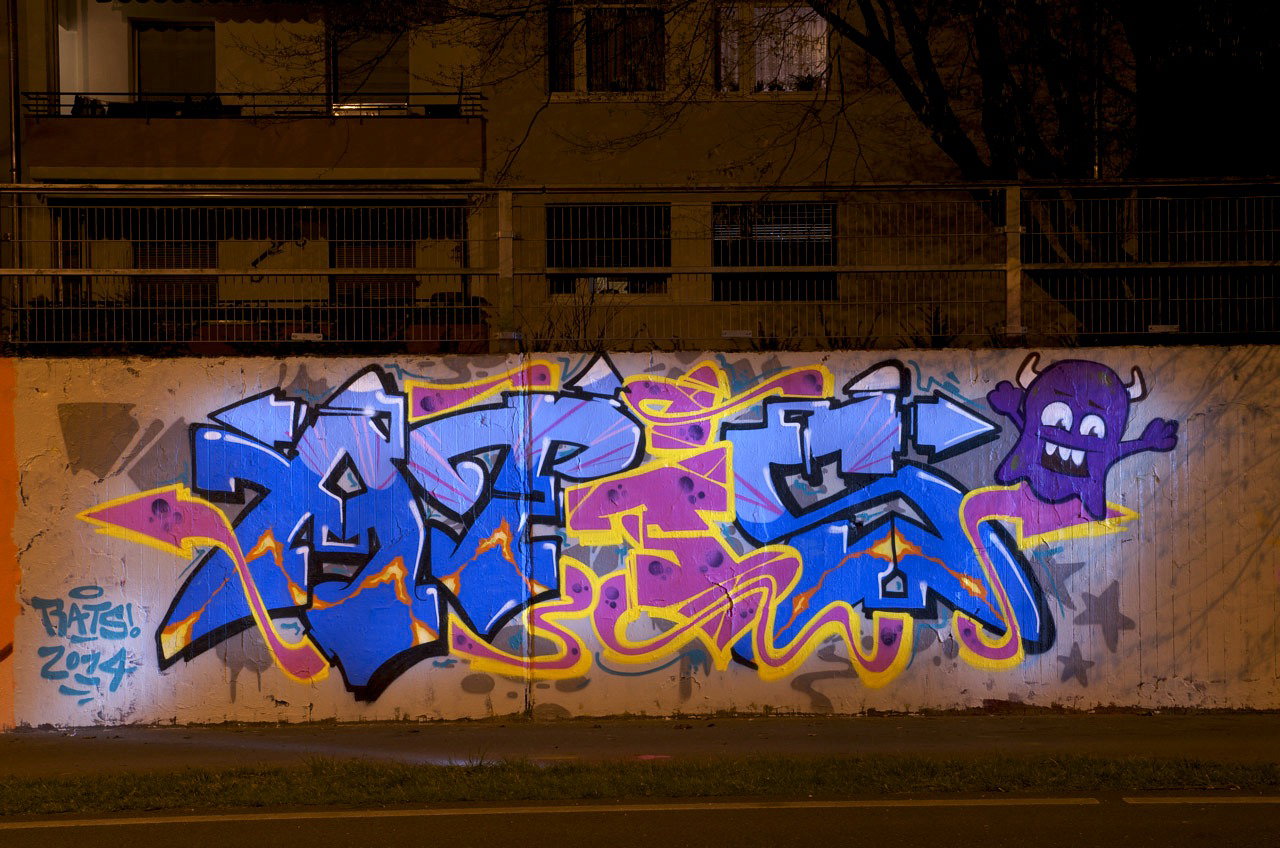 Graffiti Wall in Monheim - Photo by Jupiter - Hall-of-Fame, HallWorks, JPTR (2014)