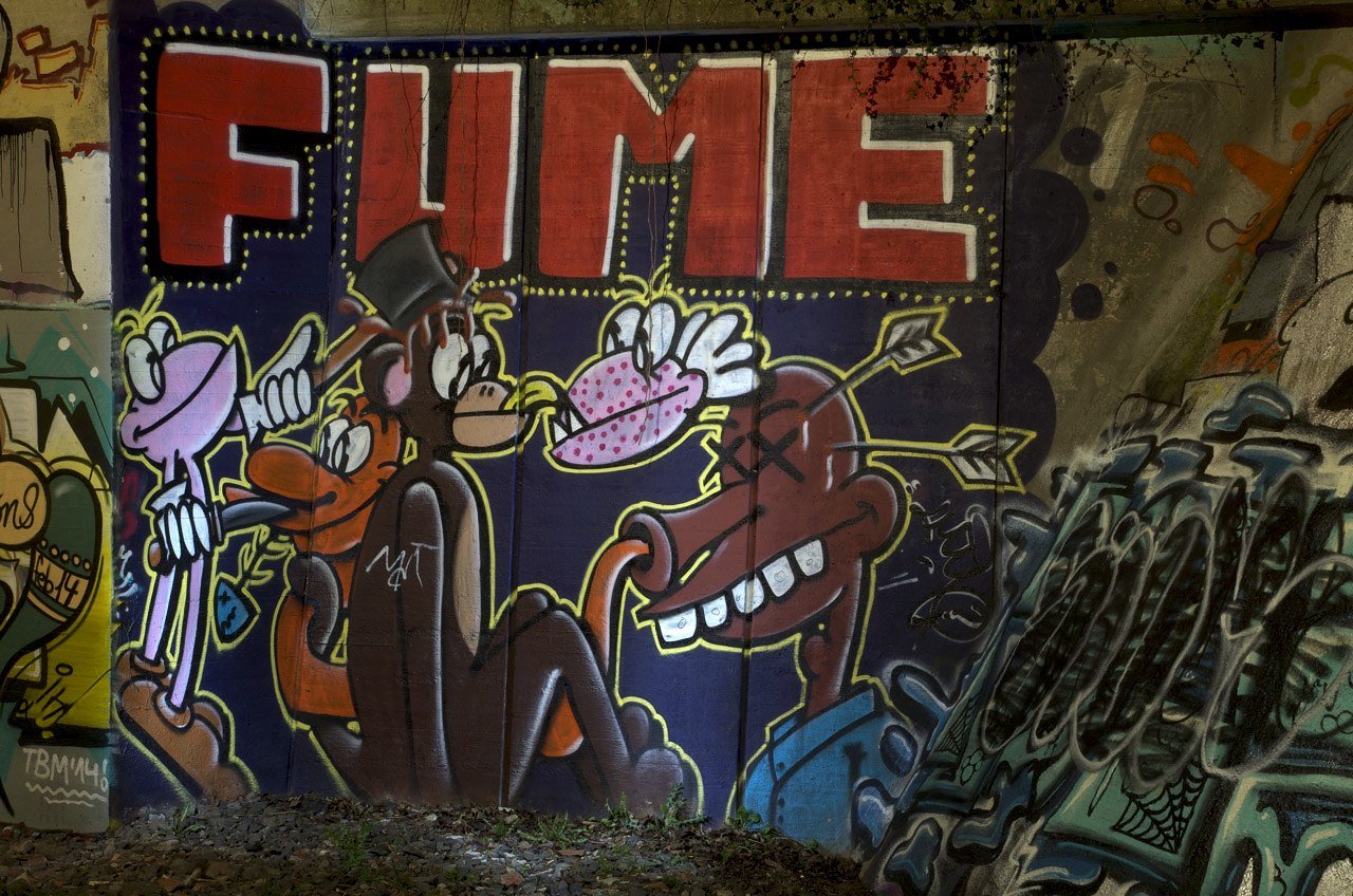 Graffiti Wall in Wuppertal - Photo by Jupiter - Fume, Character, JPTR (2014)