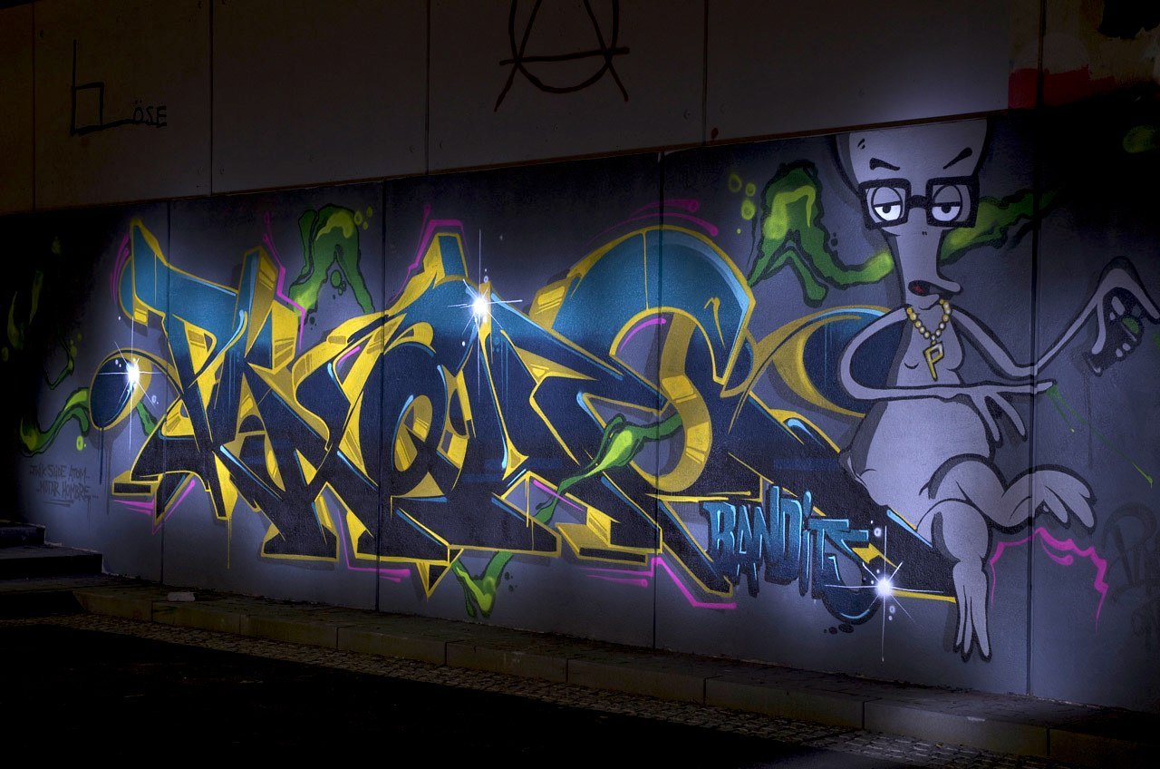 Graffiti Wall in Leverkusen - Photo by Jupiter - Plaque, Bandits, Character (2014)