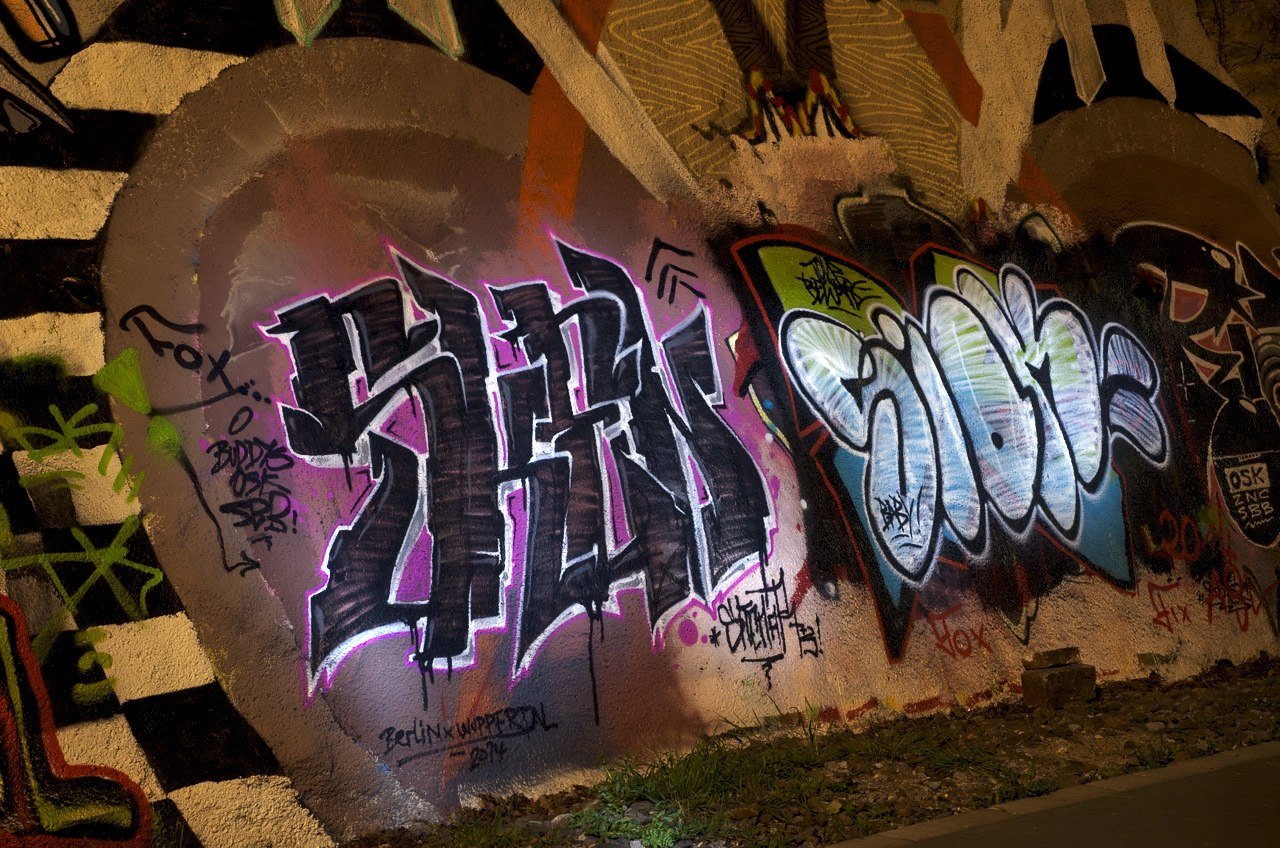 Graffiti Wall in Wuppertal - Photo by Jupiter - Skenar73, Siam, JPTR (2014)