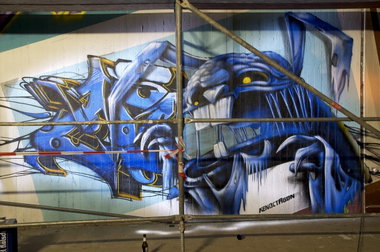 Graffiti Wall in Hennef (Sieg) - Photo by Jupiter - Ken, Octagon, BridgeWorks (2014)