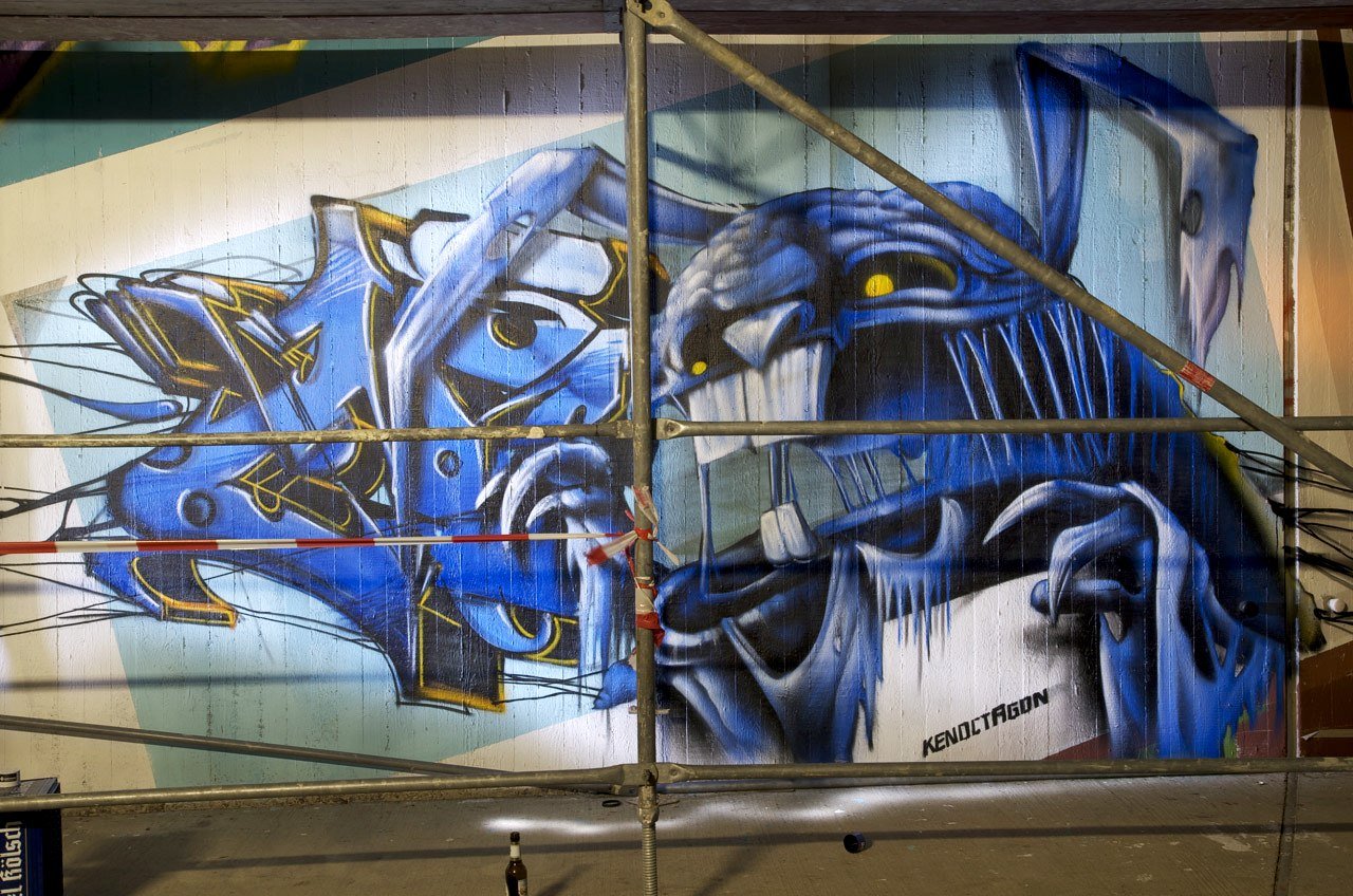 Graffiti Wall in Hennef (Sieg) - Photo by Jupiter - Ken, Octagon, BridgeWorks (2014)
