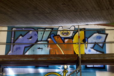 Graffiti Wall in Hennef (Sieg) - Photo by Jupiter - Pänce, Character, BridgeWorks (2014)