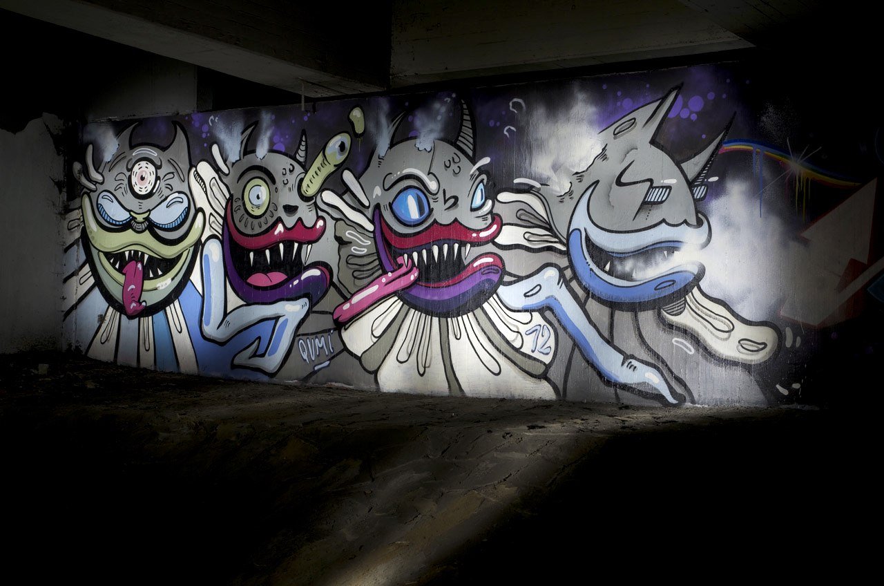 Graffiti Wall in Essen - Photo by Jupiter - Qumi, Character, MotorWay (2012)