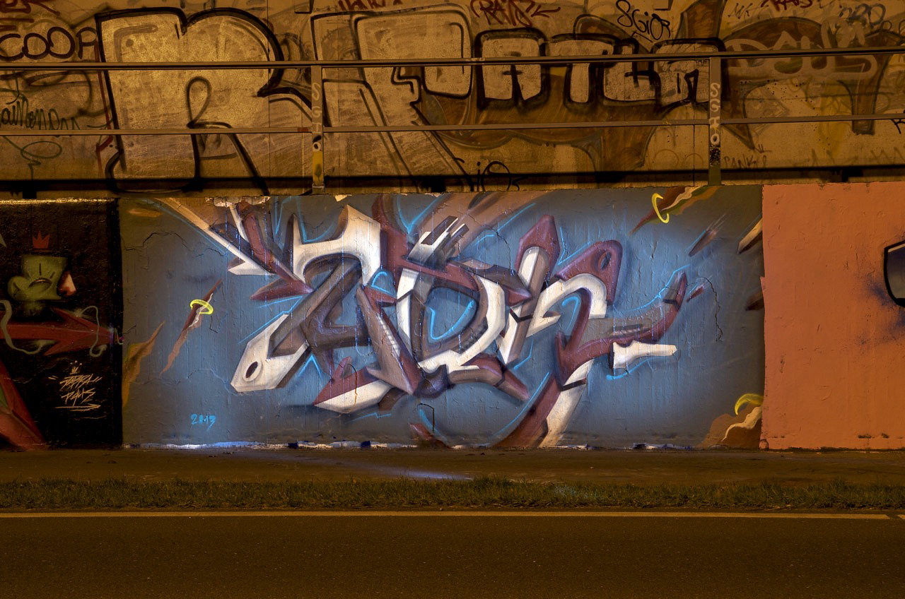 Graffiti Wall in Monheim - Photo by Jupiter - Hall-of-Fame, HallWorks, JPTR (2014)