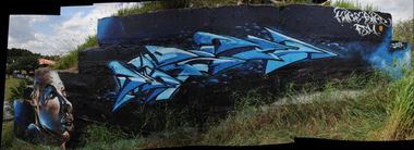 Graffiti Wall in Lärz - Photo by KIBE - Bird, Kibe, Fsm (2013)