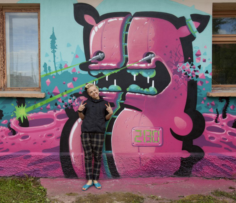 Graffiti Wall in Valga - Photo by KIWIE - kiwie, future, pink