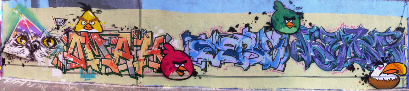 Graffiti Wall in Leipzig - Photo by KUBA182 - hctr, fka, rhk (2013)