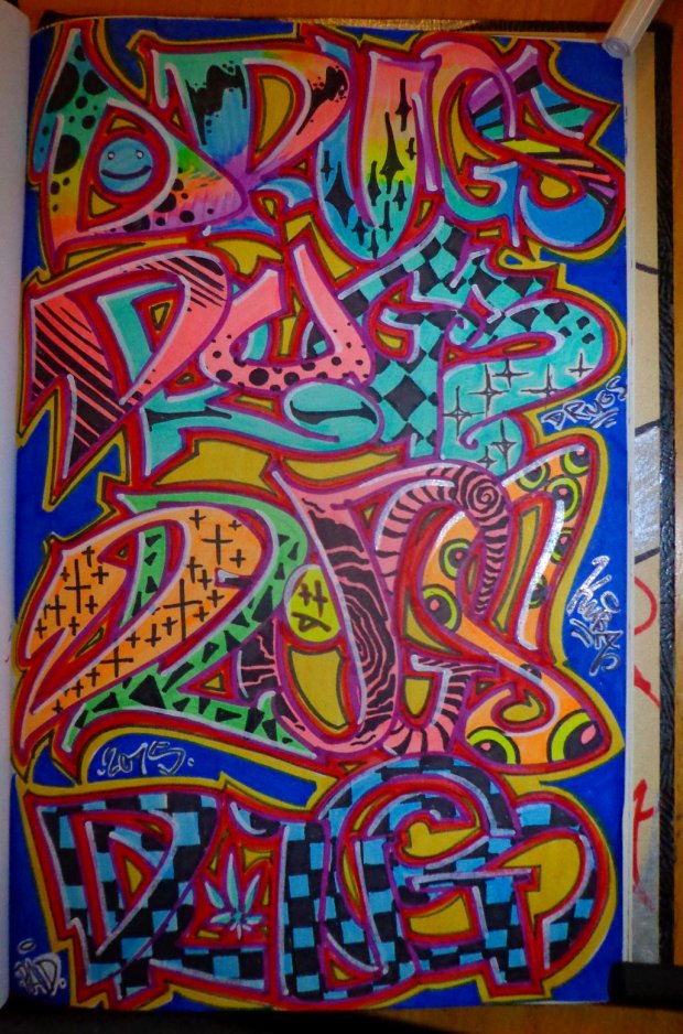 Graffiti Sketch in Saudi Arabia - Photo by KUBA182 - drugs, DRUGS, DrUgS (2015)