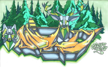 Graffiti Sketch - Photo by KUBA182 - wild, wald, wolf (2018)