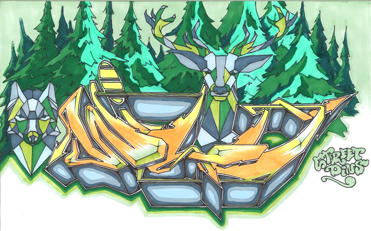 Graffiti Sketch - Photo by KUBA182 - wild, wald, wolf (2018)