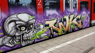 Graffiti Train in München - Photo by Karlstoast - wk, asc, munich (2013)