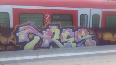 Graffiti Train in München - Photo by Karlstoast - tres, asc, aes (2013)
