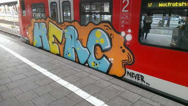 Graffiti Train in München - Photo by Karlstoast - herc, train, munich (2013)