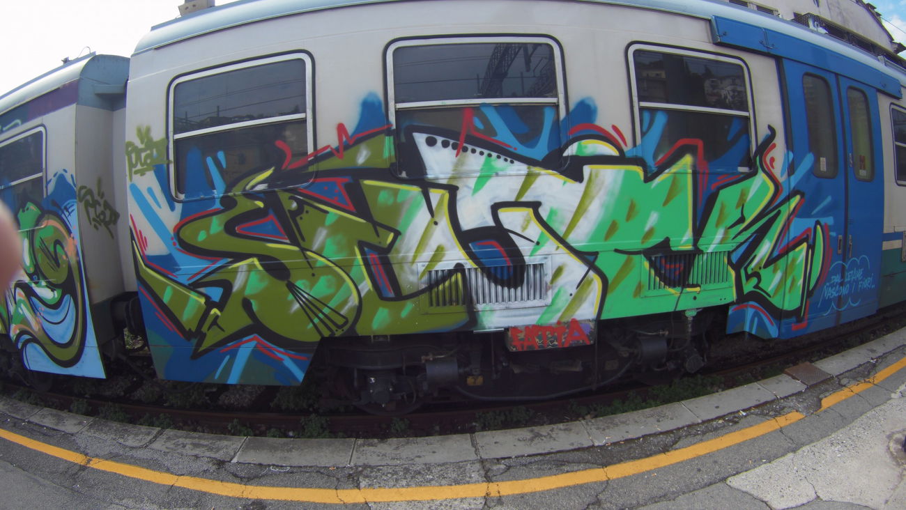 Graffiti Train in La Spezia Centrale - Photo by Kico_one - La, Spezia, Italy (2016)