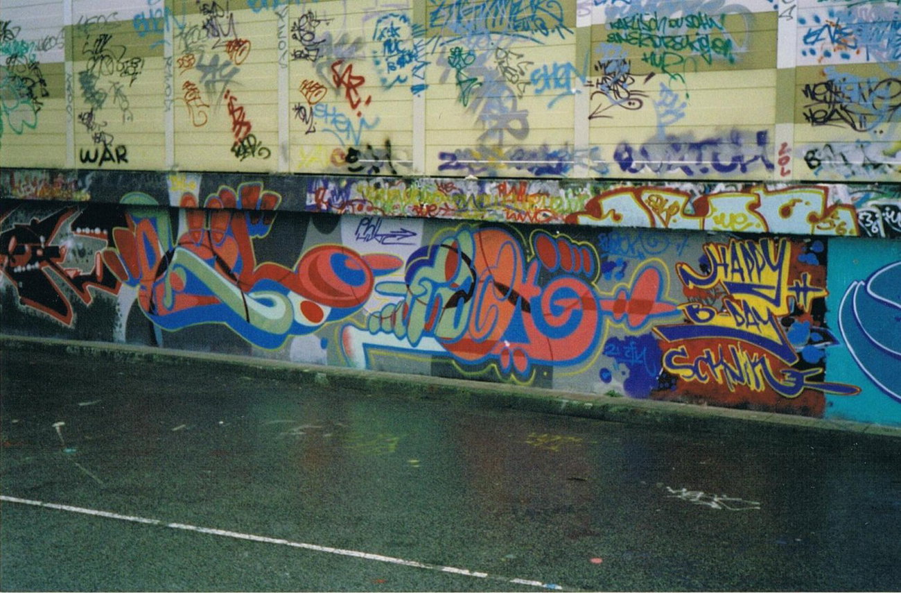Graffiti Wall in Essen - Photo by Kico_one - Phil, Flach, Hwc (1998)