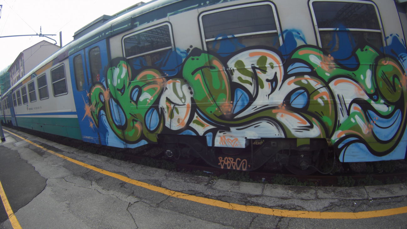 Graffiti Train in La Spezia Centrale - Photo by Kico_one - La, Spezia, Italy (2016)