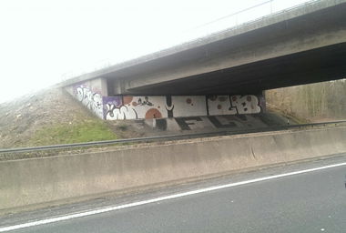 Graffiti Bombing in A52,Mönchengladbach - Photo by Kico_one - MGB, Mönchengladbach, Germany