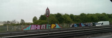 Graffiti Wall in A57 - Photo by Kico_one - HACF, Quer, A57