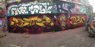 Graffiti Wall in Leipzig - Photo by KlausKinski - poster, &, orie (2014)