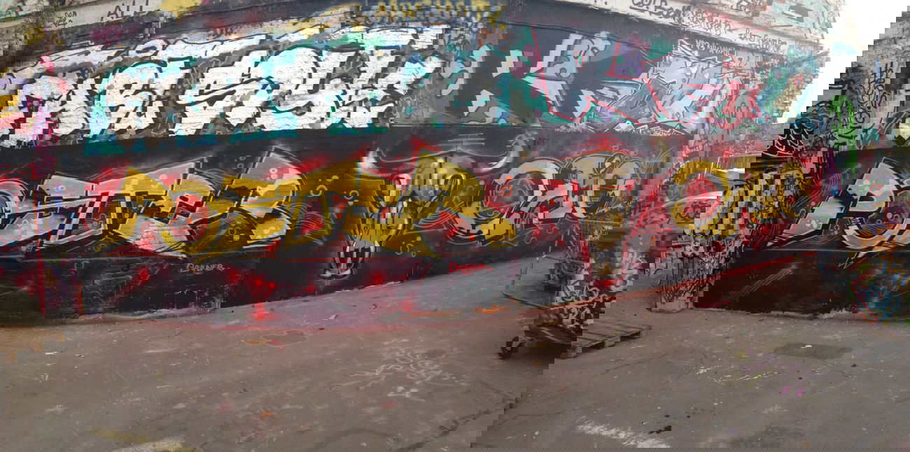 Graffiti Wall in Leipzig - Photo by KlausKinski - poster, &, orie (2014)