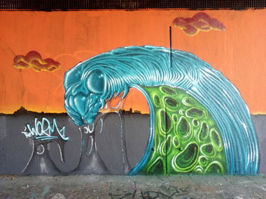 Graffiti Wall - Photo by Knastbruder - worm, hand, mr (2019)