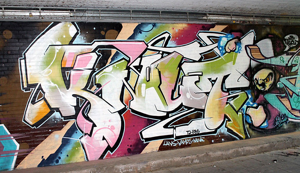 Graffiti Wall in Leverkusen - Photo by Knut - knut, tj, ebs (2016)