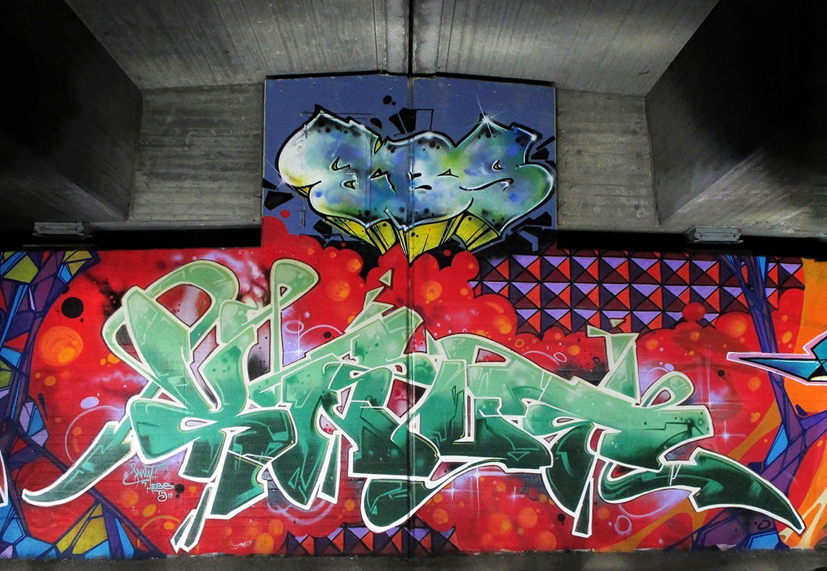 Graffiti Wall in Nienburg - Photo by Knut - ebs, tj, knut (2015)