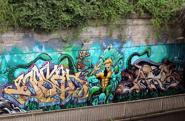 Graffiti Wall in Essen - Photo by Knut - mosak, knut, vamos (2015)