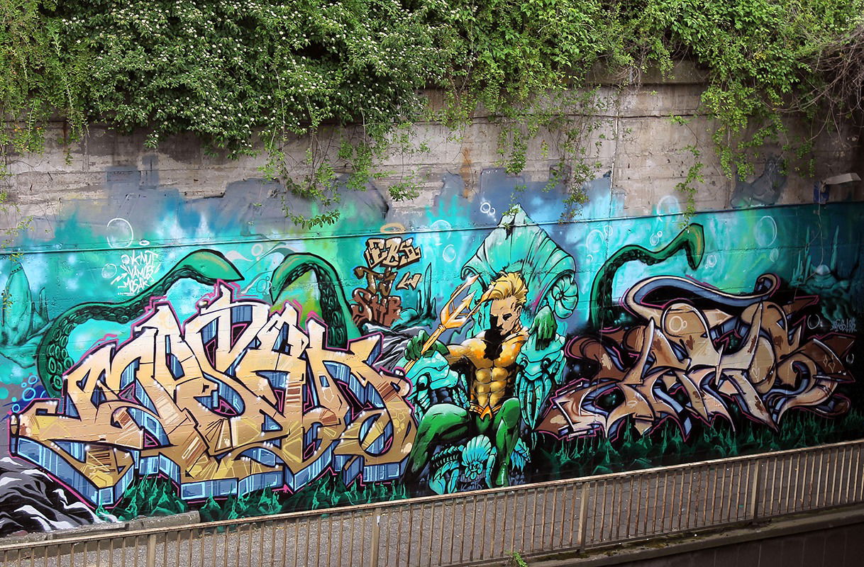 Graffiti Wall in Essen - Photo by Knut - mosak, knut, vamos (2015)