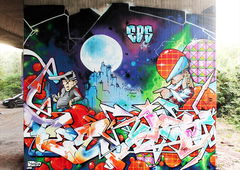 Graffiti Wall in Essen - Photo by Knut - tj, ebs, knut (2016)