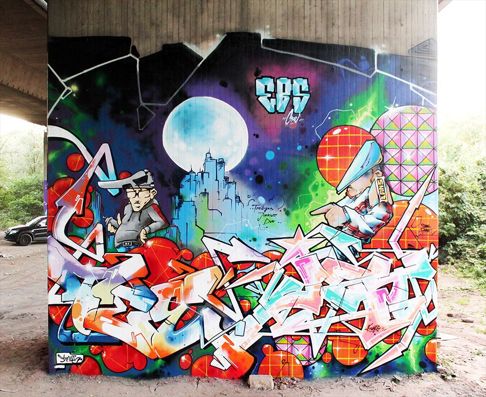 Graffiti Wall in Essen - Photo by Knut - tj, ebs, knut (2016)