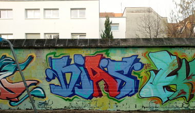 Graffiti Wall in Karlsruhe - Photo by KommissarRex - diaz, osk, rgw (2014)