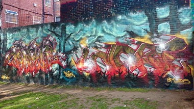 Graffiti Wall in Nottingham - Photo by Kreshone - bew, gsm (2015)
