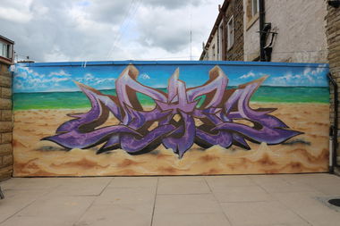 Graffiti Wall in Nelson uk - Photo by Kreshone - bew, gsm (2015)