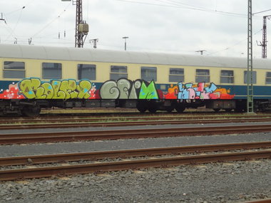 Graffiti Train in Aschaffenburg - Photo by LimOne - rolex, grim, kotze (2012)