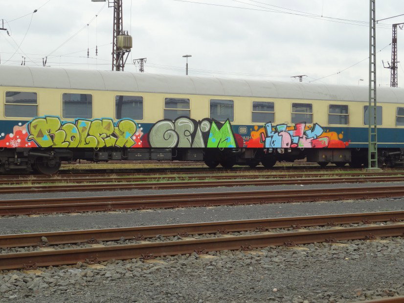 Graffiti Train in Aschaffenburg - Photo by LimOne - rolex, grim, kotze (2012)