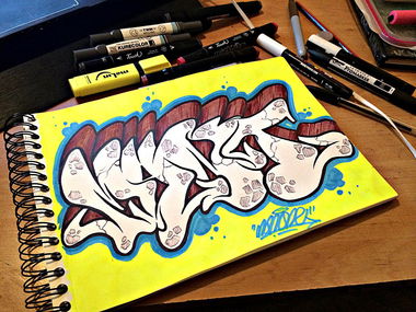 Graffiti Sketch in Pego - Photo by MANIONE - skecth, blackbook (2014)