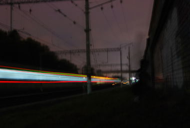 Graffiti Bombing in Moscow - Photo by MUTANT - night, light, graffiti