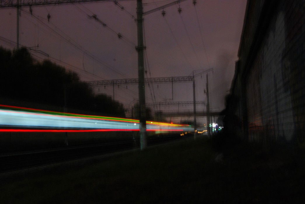 Graffiti Bombing in Moscow - Photo by MUTANT - night, light, graffiti