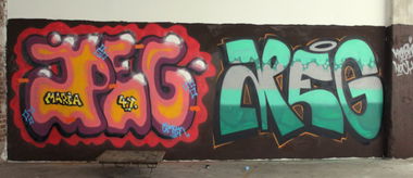 Graffiti Wall in Dusseldorf - Photo by MahatmaGanja - amen, nock, kobie