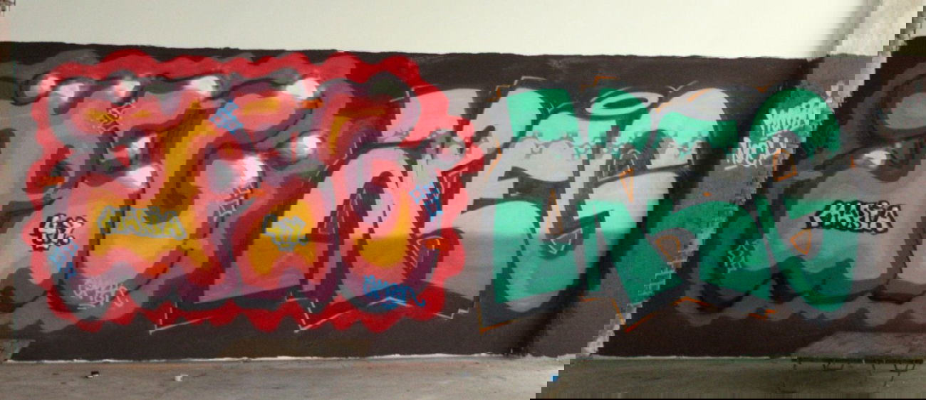 Graffiti Wall in Dusseldorf - Photo by MahatmaGanja - amen, nock, kobie