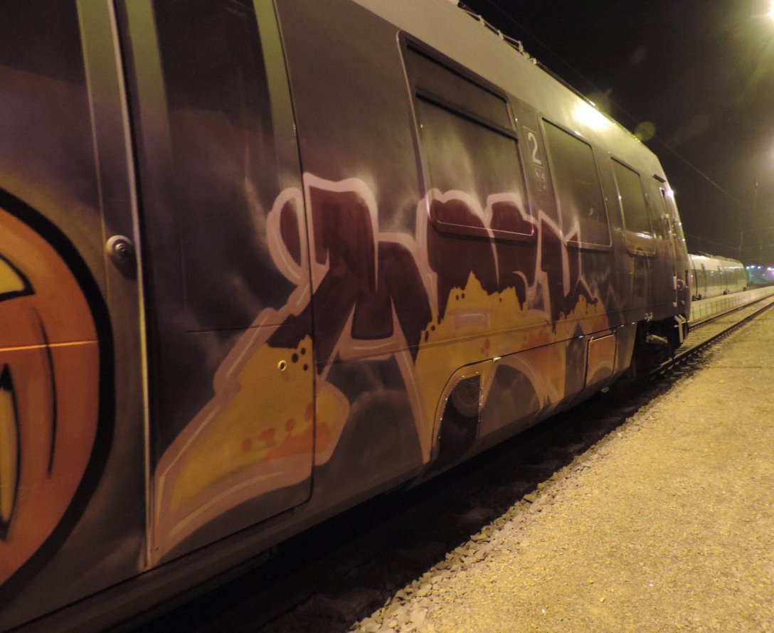 Graffiti Train in Leipzig - Photo by MaxLeibbrand - Moek, LMA, LMACREW (2014)
