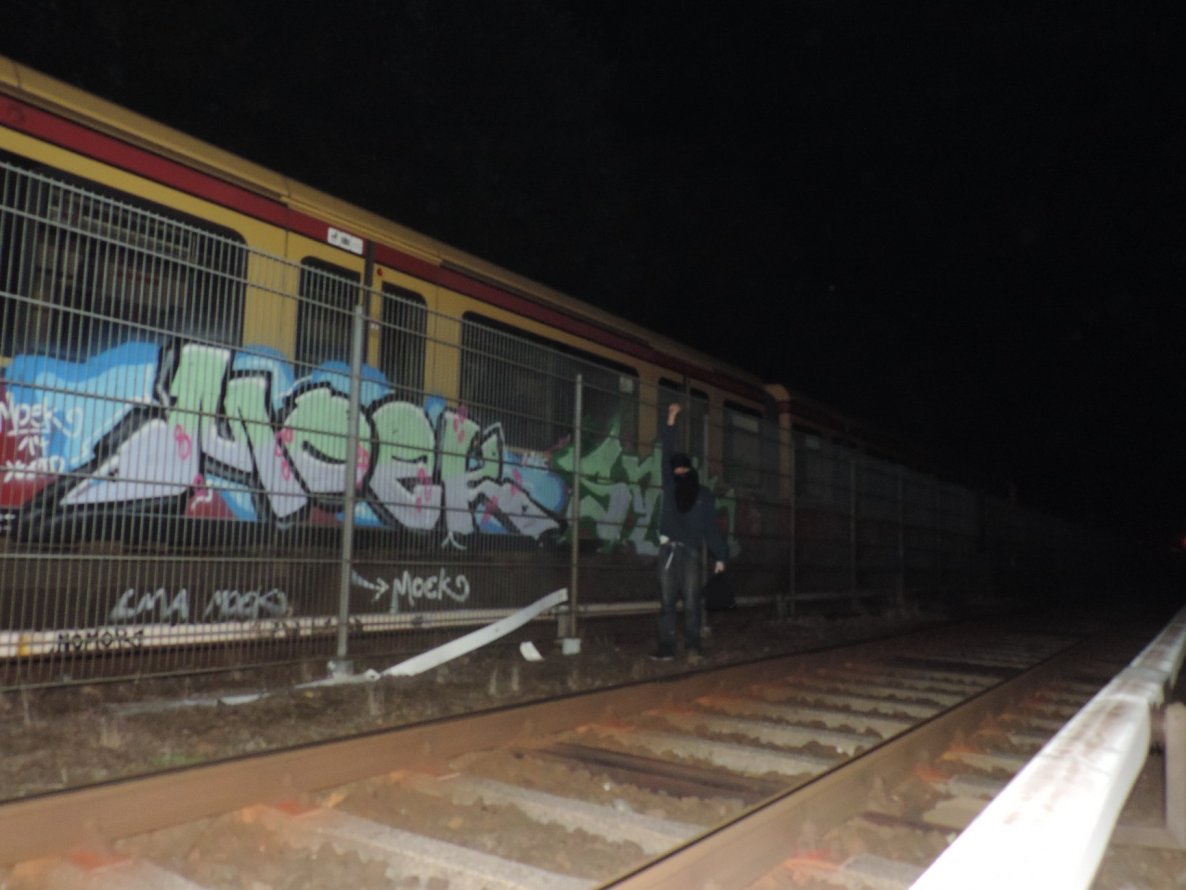 Graffiti Train in Berlin - Photo by MaxLeibbrand - Moek, Snok, LMA (2014)