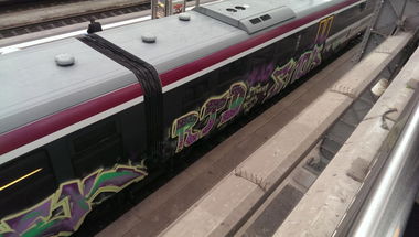 Graffiti Train in Dresden - Photo by MaxLeibbrand - RTD, Snok, LMA (2014)