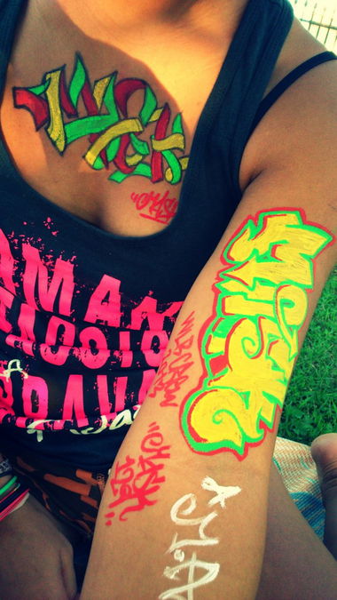 Graffiti Artwork - Photo by Melamaskeri129 - body, painting, mask129 (2013)