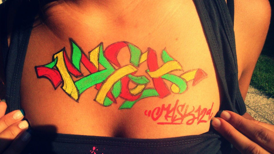 Graffiti Artwork - Photo by Melamaskeri129 - Body, painting, mask129 (2013)